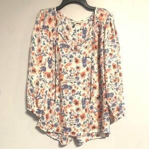 Floral blouse business casual silk tunic bohemian top
